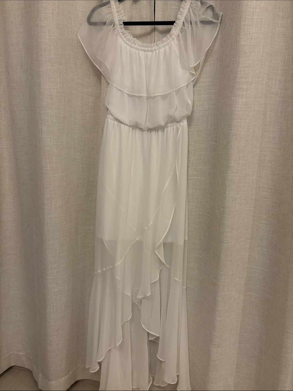 Express White Ruffle Chiffon Maxi Dress
